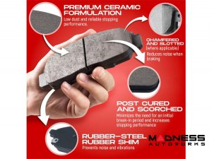 Dodge Hornet Brake Kit - Rear - R1 Concepts - Ceramic Brake Pads - eLINE Drilled + Slotted Rotors